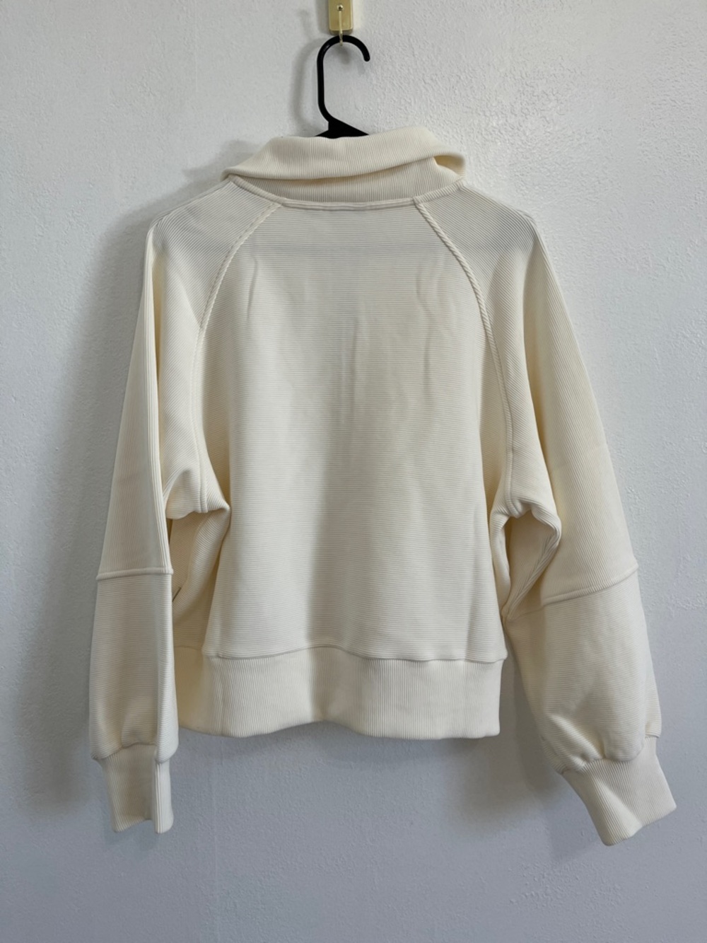 Varley Cream Ribbed Milano Half-Zip Sweatshirt Pullover Size Medium - Picture 6 of 6